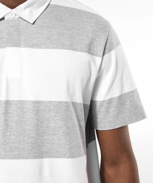 K286 - Gestreepte uniseks polo korte mouwen Navy / White Stripes