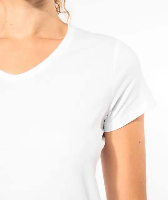 K3015 - Dames-T-shirt V-hals korte mouwen White