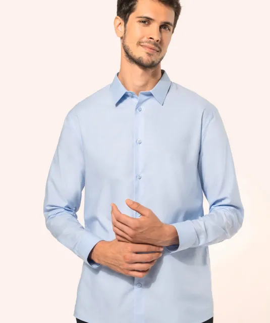 K595 - Heren overhemd Oxford lange mouwen Oxford Blue