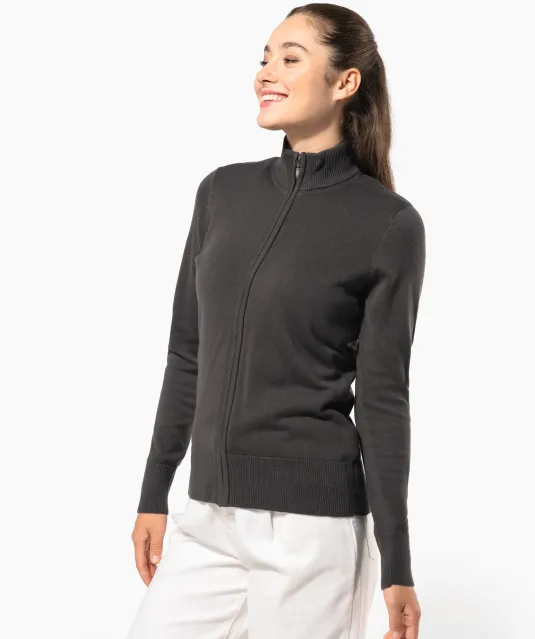 K962 - Dames cardigan met rits Black