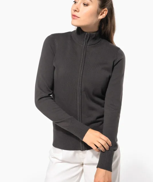 K962 - Dames cardigan met rits Black