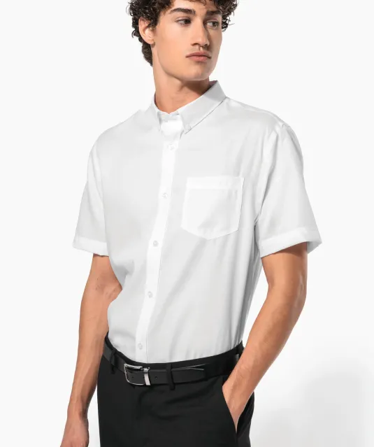 K539 - Heren non-iron micro sergé overhemd korte mouwen White