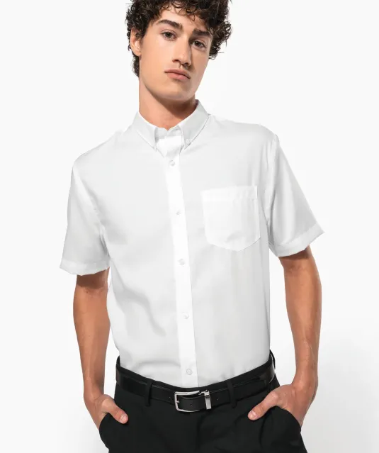 K539 - Heren non-iron micro sergé overhemd korte mouwen White