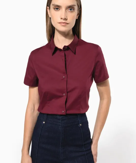 K532 - Dames stretch blouse korte mouwen Black