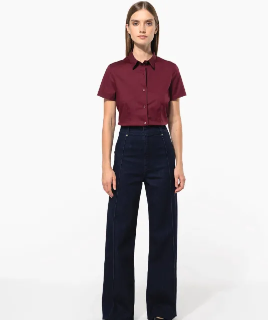 K532 - Dames stretch blouse korte mouwen Black