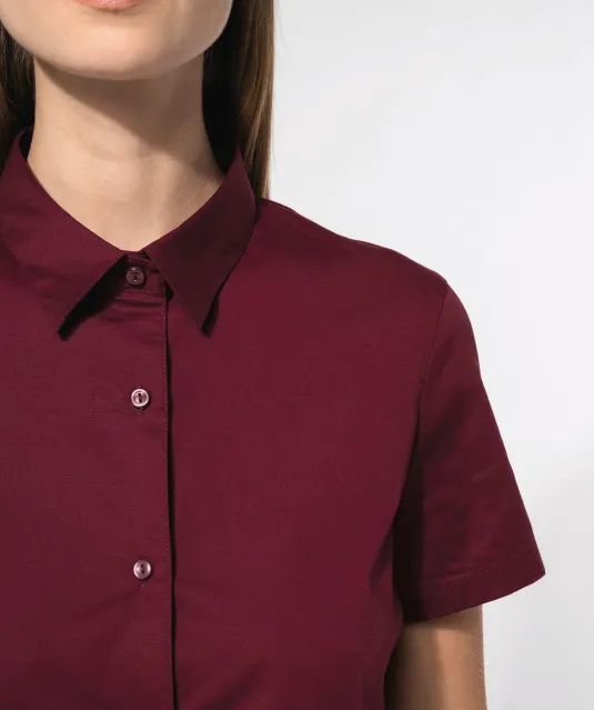 K532 - Dames stretch blouse korte mouwen Black