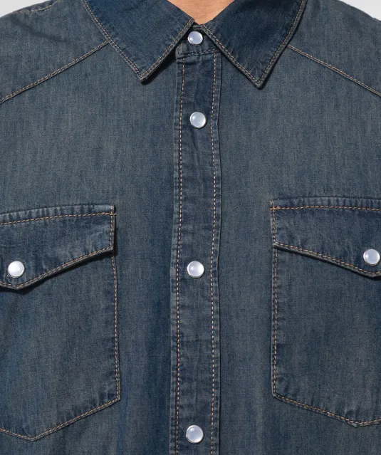 K519 - Heren denim overhemd lange mouwen Blue Jean
