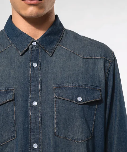 K519 - Heren denim overhemd lange mouwen Blue Jean