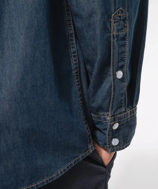 K519 - Heren denim overhemd lange mouwen Blue Jean