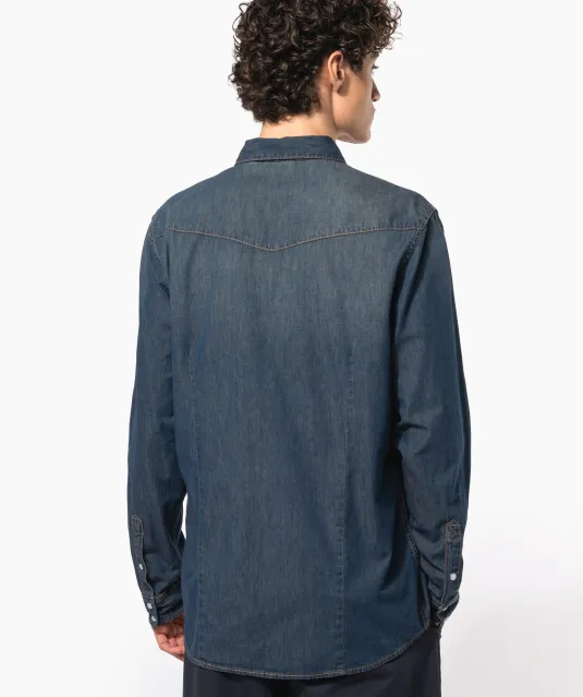 K519 - Heren denim overhemd lange mouwen Blue Jean