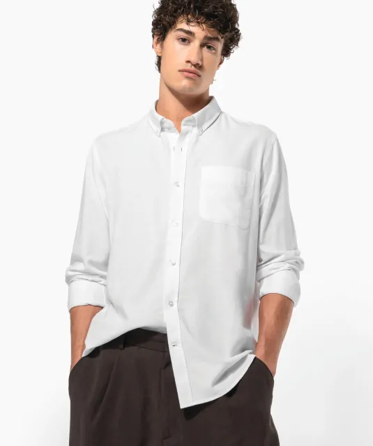 K516 - Heren Oxford overhemd lange mouwen Oxford Blue