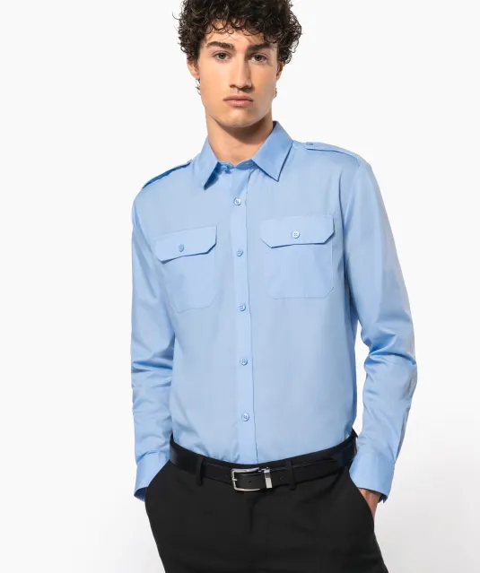 K505 - Herenpilootoverhemd lange mouwen White