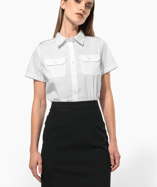 K504 - Damespilootoverhemd korte mouwen White