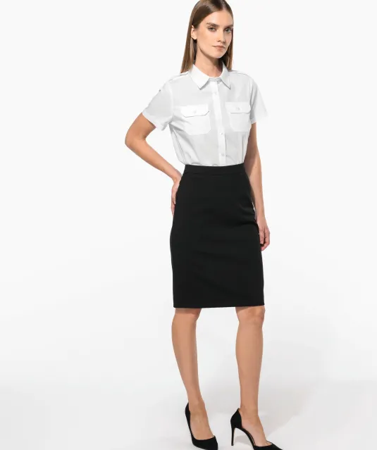 K504 - Damespilootoverhemd korte mouwen White
