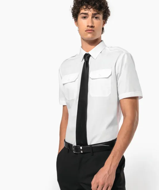 K503 - Herenpilootoverhemd korte mouwen White