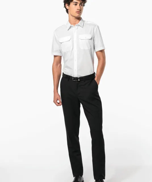 K503 - Herenpilootoverhemd korte mouwen White