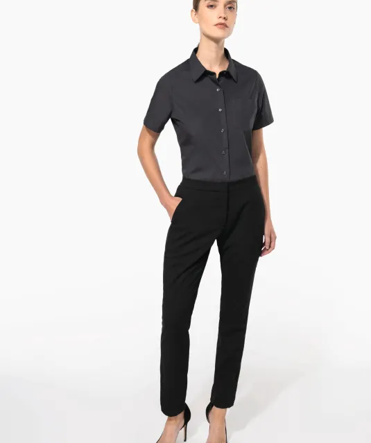 K544 - Dames Poplin Blouse Korte Mouwen White