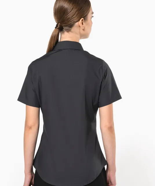 K544 - Dames Poplin Blouse Korte Mouwen White