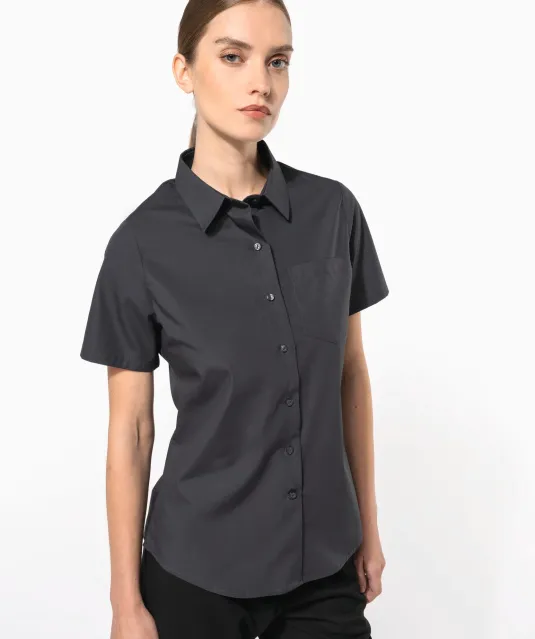 K544 - Dames Poplin Blouse Korte Mouwen White