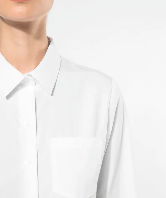 K542 - Dames poplin blouse lange mouwen White