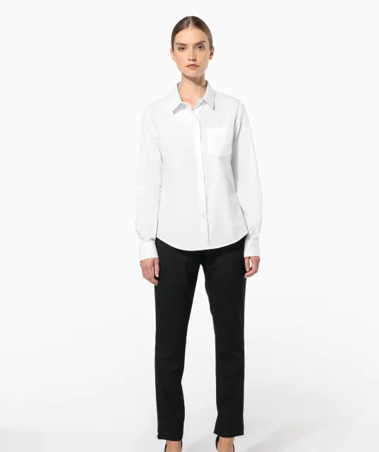 K542 - Dames poplin blouse lange mouwen White