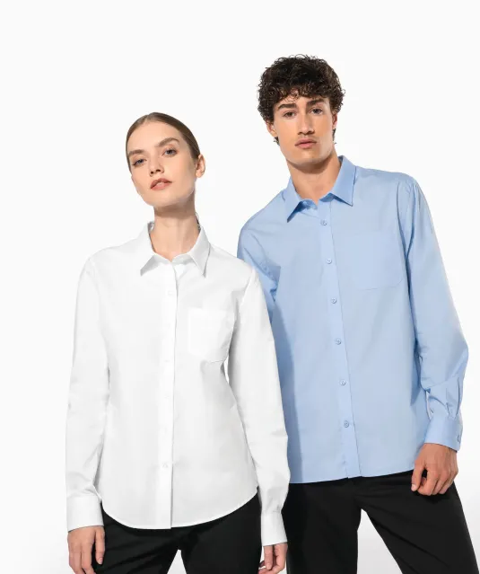 K541 - Heren poplin overhemd lange mouwen White