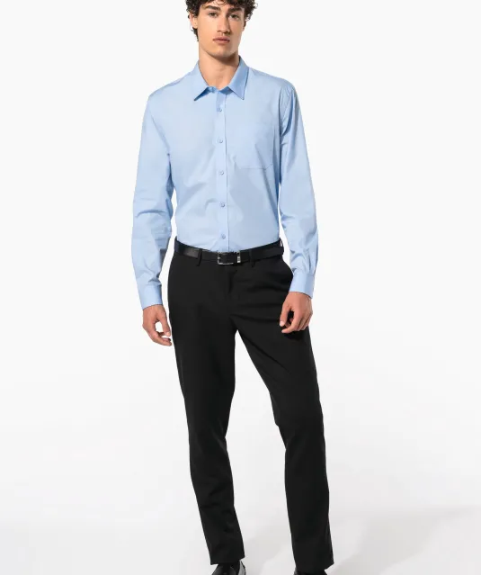 K541 - Heren poplin overhemd lange mouwen White
