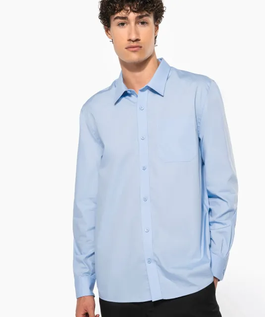 K541 - Heren poplin overhemd lange mouwen White
