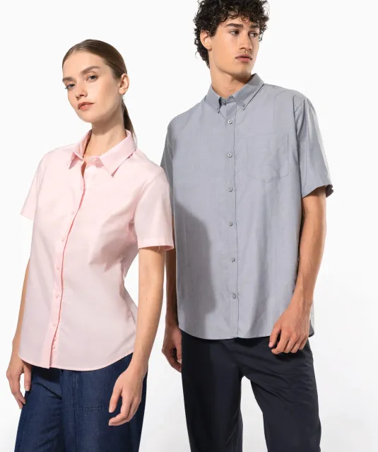 K535 - Heren Oxford overhemd korte mouwen White