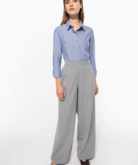 K534 - Dames Oxford blouse lange mouwen White