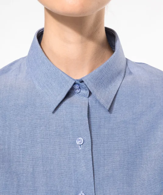 K534 - Dames Oxford blouse lange mouwen White