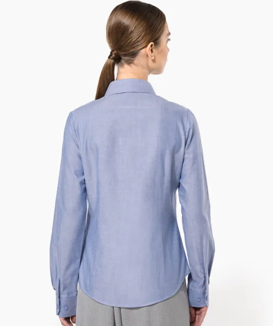 K534 - Dames Oxford blouse lange mouwen White