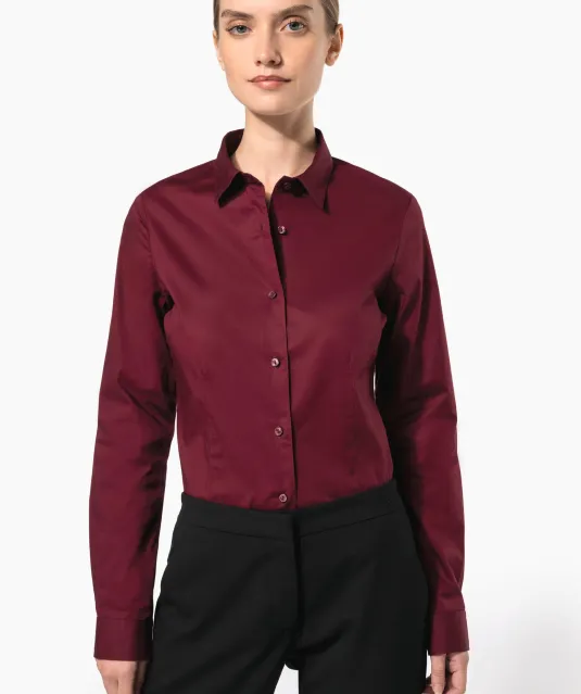 K530 - Dames stretch blouse lange mouwen Black
