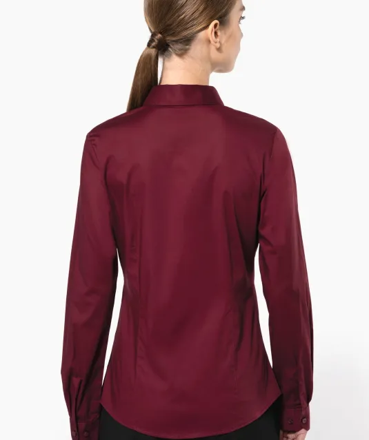 K530 - Dames stretch blouse lange mouwen Black