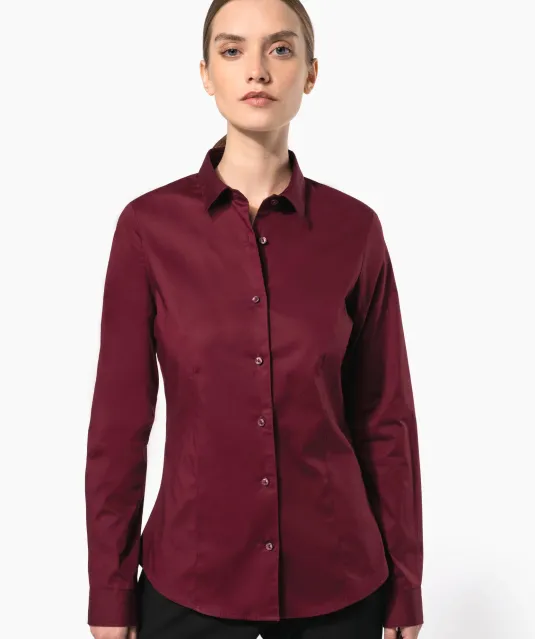 K530 - Dames stretch blouse lange mouwen Black