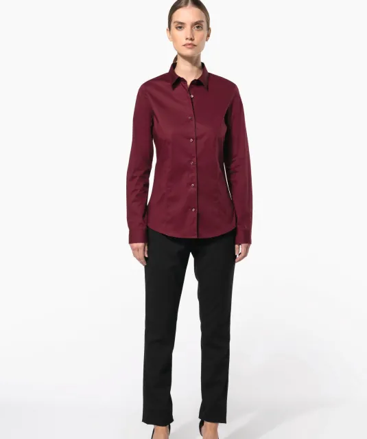 K530 - Dames stretch blouse lange mouwen Black