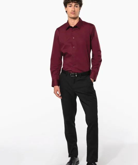 K529 - Heren stretch overhemd lange mouwen Black