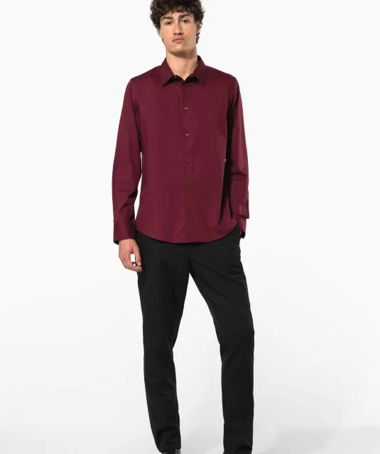 K529 - Heren stretch overhemd lange mouwen Black