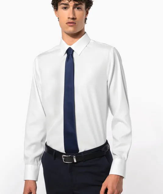 K522 - Getailleerd heren non-iron overhemd lange mouwen White