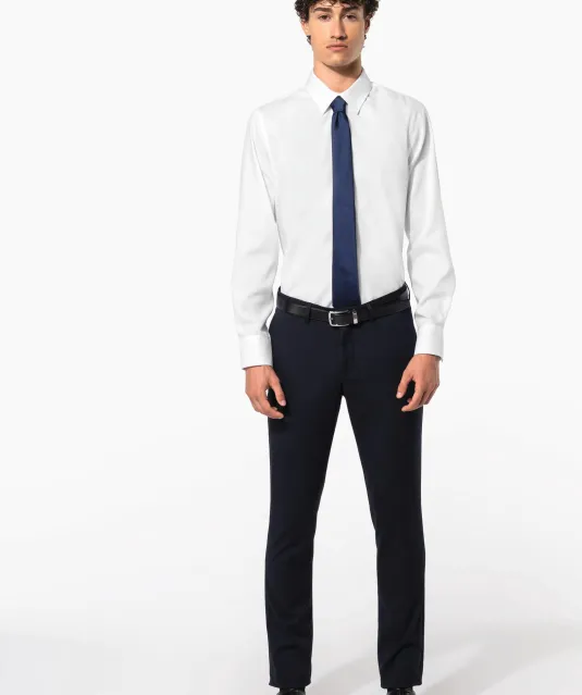 K522 - Getailleerd heren non-iron overhemd lange mouwen White