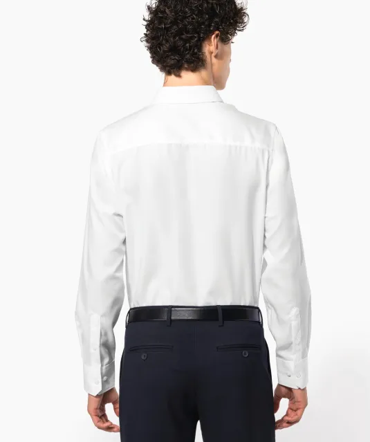 K522 - Getailleerd heren non-iron overhemd lange mouwen White