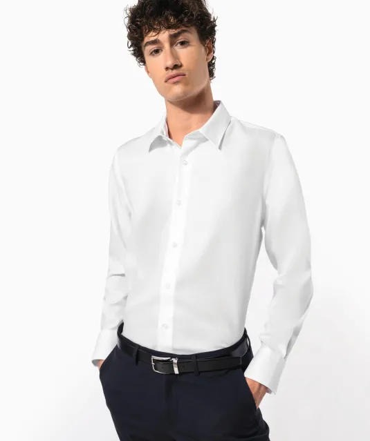 K522 - Getailleerd heren non-iron overhemd lange mouwen White