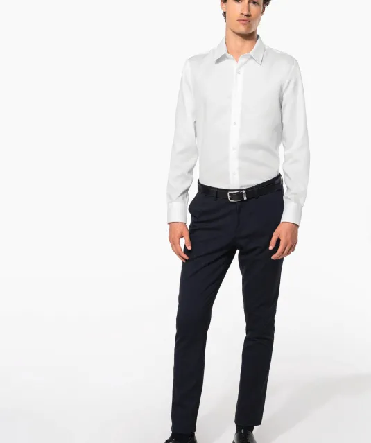 K522 - Getailleerd heren non-iron overhemd lange mouwen White