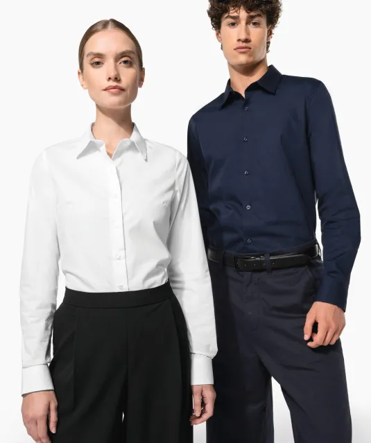 K510 - Damesblouse in popeline met lange mouwen White