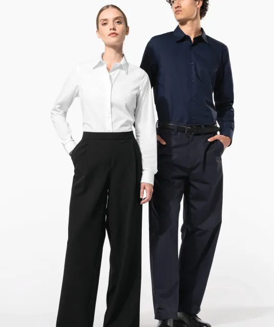 K510 - Damesblouse in popeline met lange mouwen White