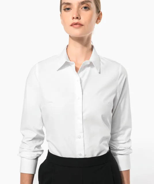 K510 - Damesblouse in popeline met lange mouwen White