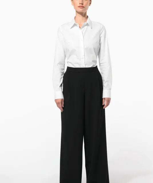 K510 - Damesblouse in popeline met lange mouwen White