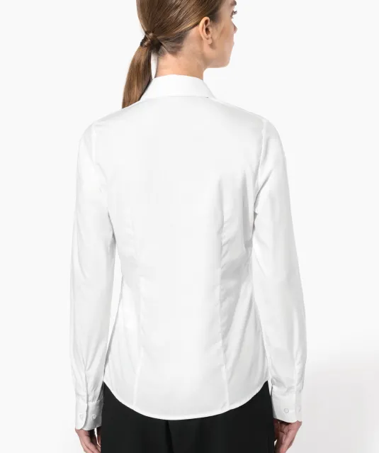 K510 - Damesblouse in popeline met lange mouwen White