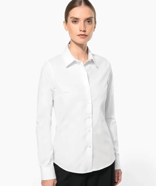 K510 - Damesblouse in popeline met lange mouwen White