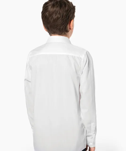 K521 - Kinder poplin overhemd lange mouwen White